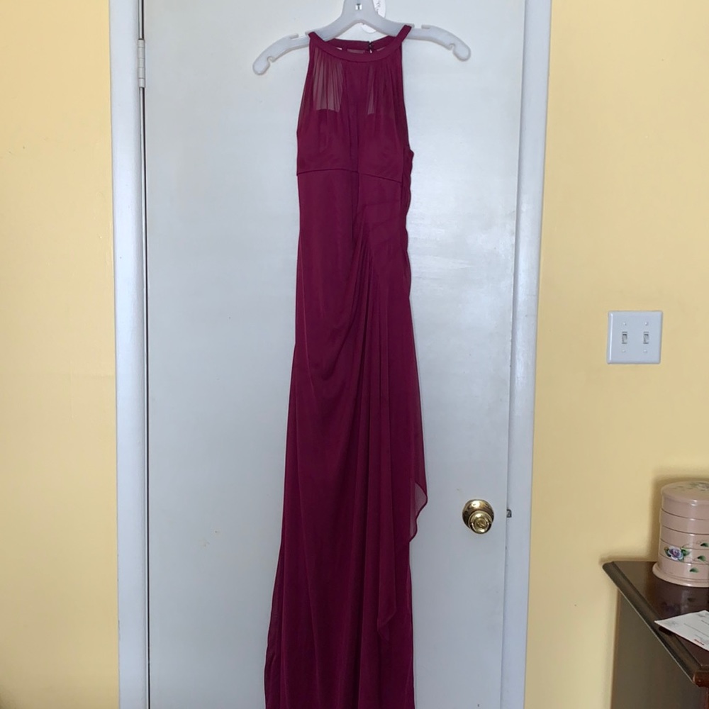 David’s Bridal long dark purplish red dress. Size 2